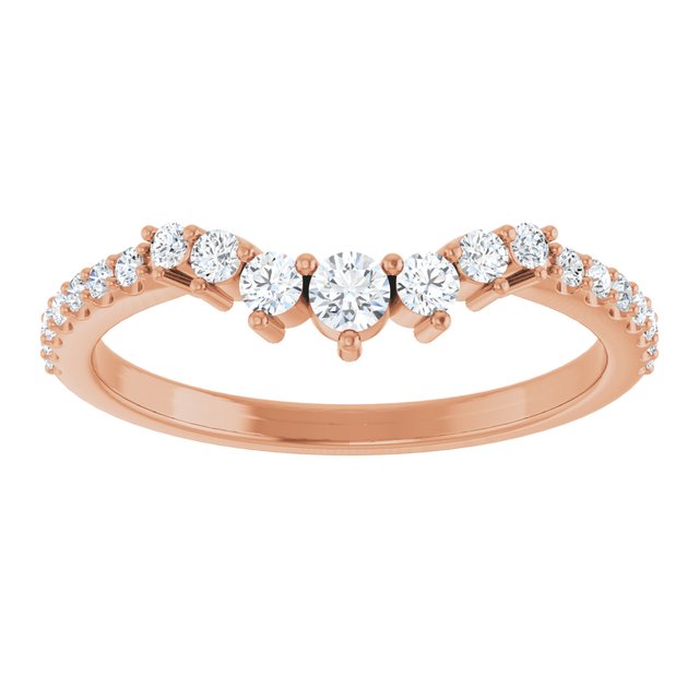 14K Yellow Or White Or Rose Gold Or Platinum Round Polished Natural Diamond Contour Band