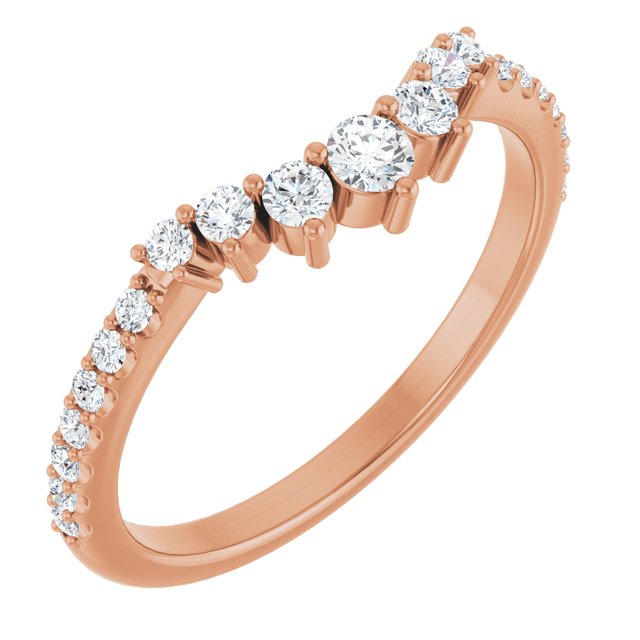 14K Yellow Or White Or Rose Gold Or Platinum Round Polished Natural Diamond Contour Band
