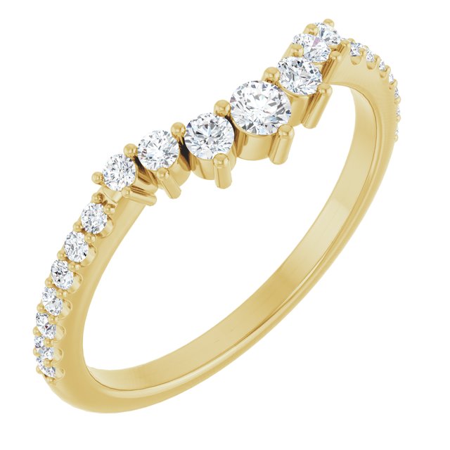 14K Yellow Or White Or Rose Gold Or Platinum Round Polished Natural Diamond Contour Band