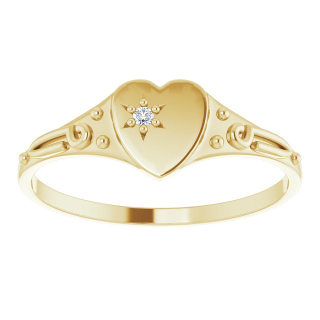 14K Yellow Gold Or Sterling Silver Round 1.2 Mm I1, Gh :: 0.01 Ct Polished 0.01 Ct Natural Diamond Youth Heart Ring, Size 5