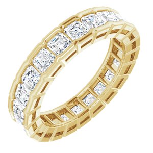 14K Yellow Gold Asscher 2.5 X 2.5 Mm Ghi Vs 2 3/8 Ctw Natural Diamond Eternity Band Size 7