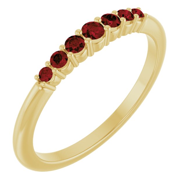 14K Yellow Or White Or Rose Gold Or Sterling Silver Round 2.25 Mm Polished Natural Gemstone Stackable Ring, Size 7