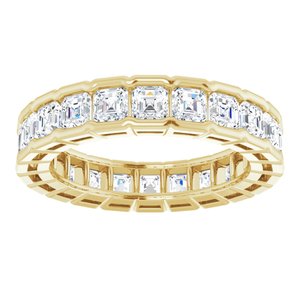 14K Yellow Gold Asscher 2.5 X 2.5 Mm Ghi Vs 2 3/8 Ctw Natural Diamond Eternity Band Size 7