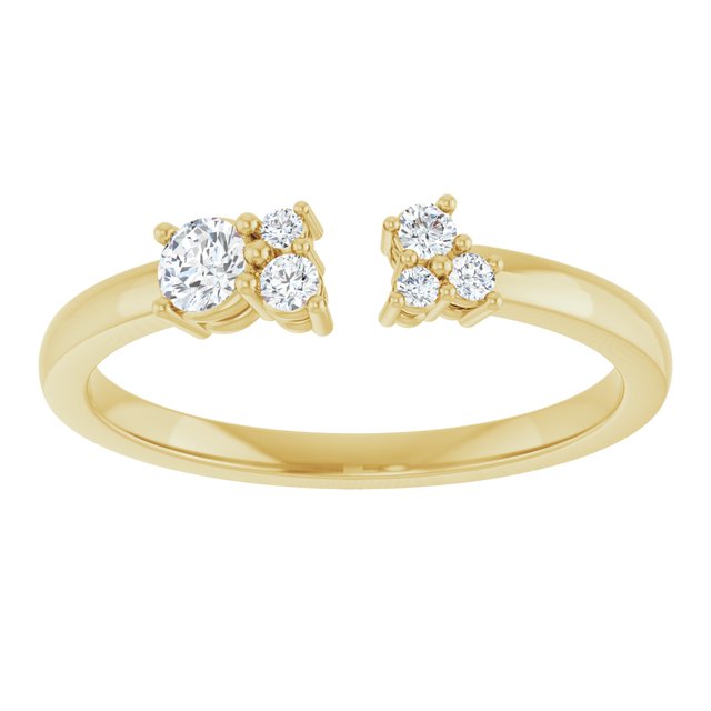 14K White Or Yellow Gold Round 3 Mm Polished 1/6 Ctw Natural Diamond Negative Space Ring, Size 7