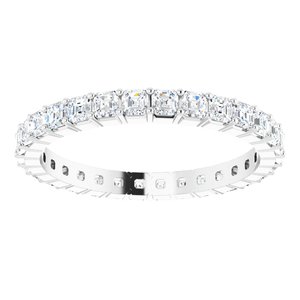 Platinum Asscher 2 X 2 Mm Ghi Vs 1 1/2 Ctw Natural Diamond Eternity Band Size 7
