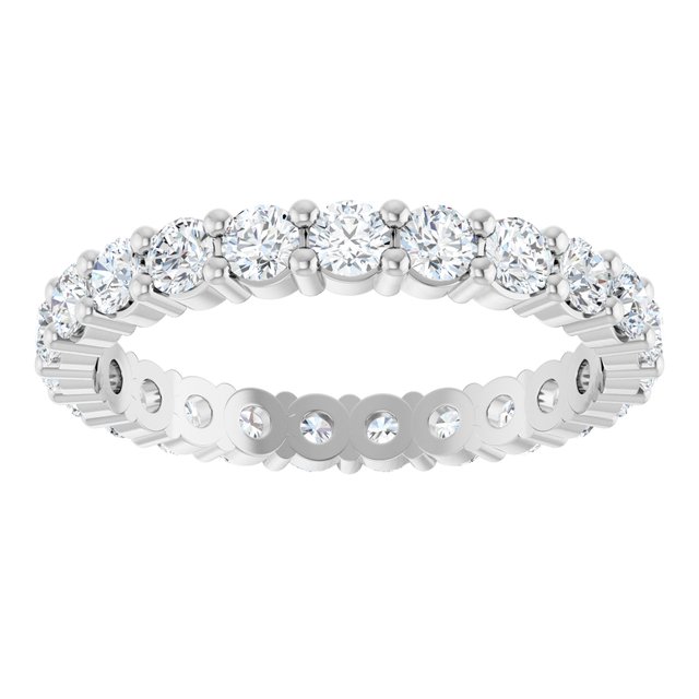 14K White Gold Round 2.5 Mm Vs, F+ Polished Lab-Grown Diamond Eternity Band