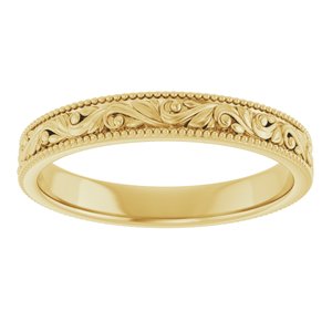 18K Yellow Or White Gold 3.2 Mm Polished Floral Band