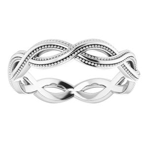 14K White Gold 4.55 Mm Polished Infinity-Inspired Milgrain Band Size 7