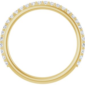 14K Yellow Gold Oval 8 X 6 Mm Si2-Si3, G-H :: 1/4 Ctw Polished 1/4 Ctw Natural Diamond Band Size 7