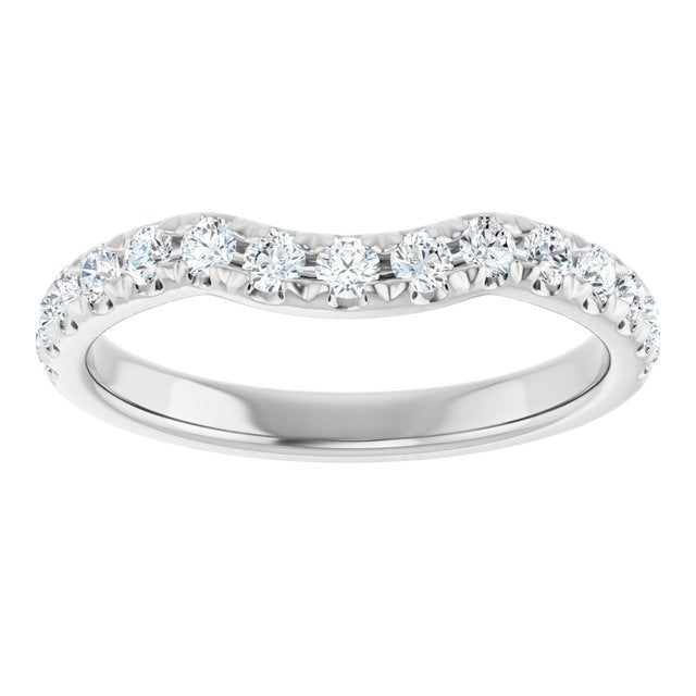 14K White Or Yellow Gold Round 2 Mm Polished 3/8 Ctw Natural Diamond Contour Band, Size 7