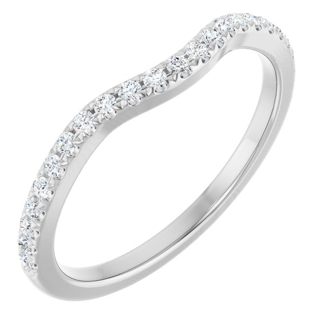14K White Gold Or Platinum Round 1.3 Mm Polished 1/5 Ctw Natural Diamond Contour Band, Size 7