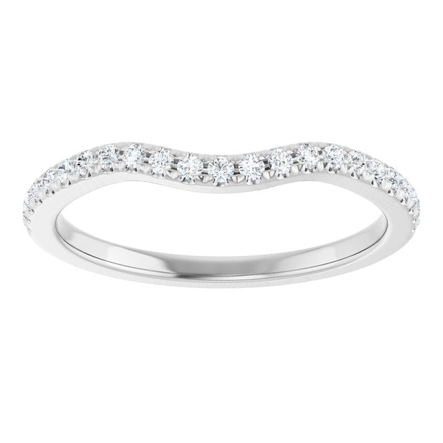 14K White Gold Or Platinum Round 1.3 Mm Polished 1/5 Ctw Natural Diamond Contour Band, Size 7