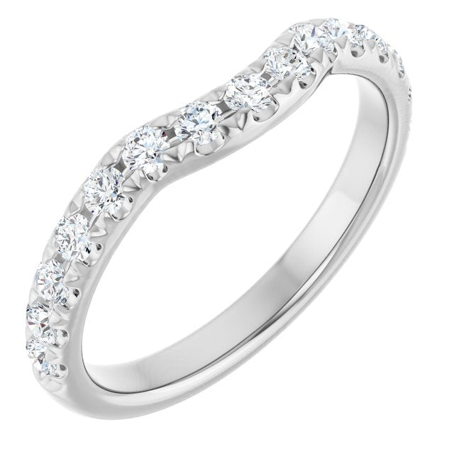 14K White Or Yellow Gold Round 2 Mm Polished 3/8 Ctw Natural Diamond Contour Band, Size 7