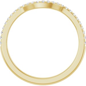 14K Yellow Gold Round 1.1 Mm Polished 1/8 Ctw Natural Diamond Contour Band Size 7