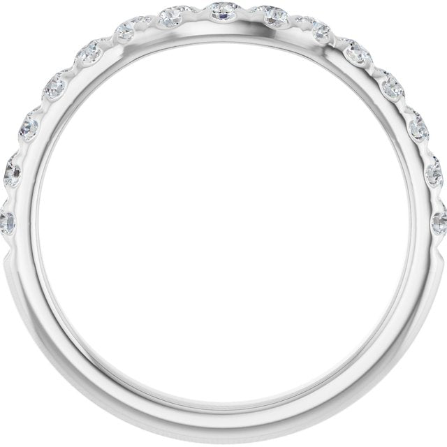 14K White Or Yellow Gold Round 2 Mm Polished 3/8 Ctw Natural Diamond Contour Band, Size 7