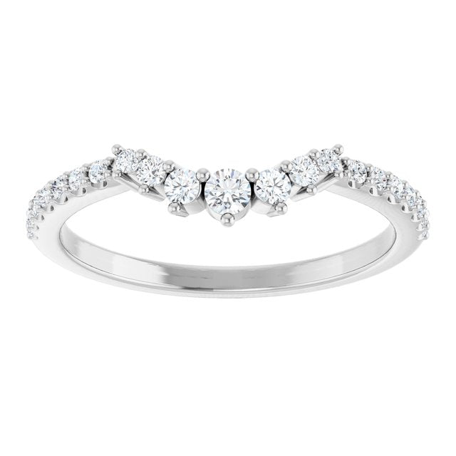 14K Yellow Or White Or Rose Gold Round Polished Lab-Grown Diamond Contour Band