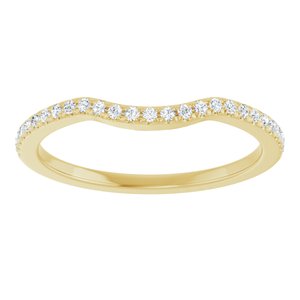 14K Yellow Gold Round 1.1 Mm Polished 1/8 Ctw Natural Diamond Contour Band Size 7