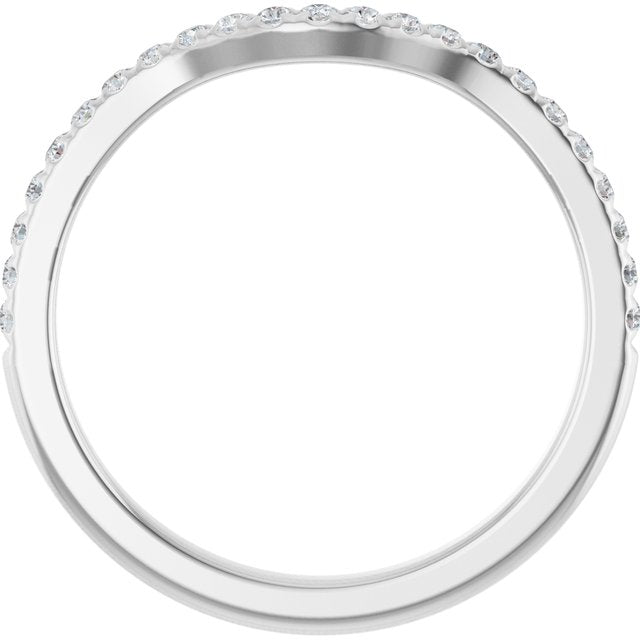 14K White Gold Or Platinum Round 1.3 Mm Polished 1/5 Ctw Natural Diamond Contour Band, Size 7