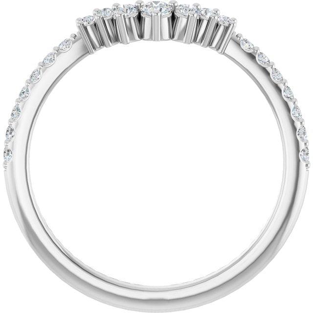 14K Yellow Or White Or Rose Gold Or Platinum Round Polished Natural Diamond Contour Band