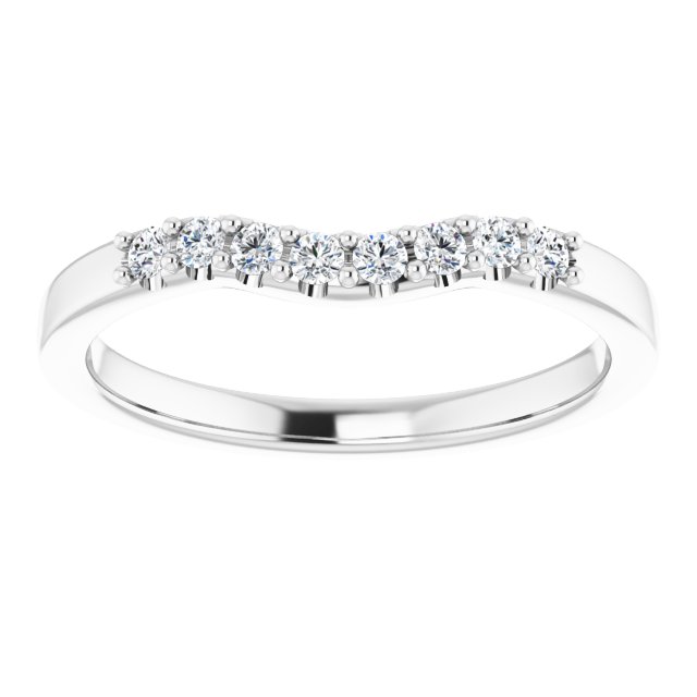 14K White Gold Round 7.4 Mm Si2-Si3, G-H Polished 1/6 Ctw Natural Diamond Matching Band, Size 7