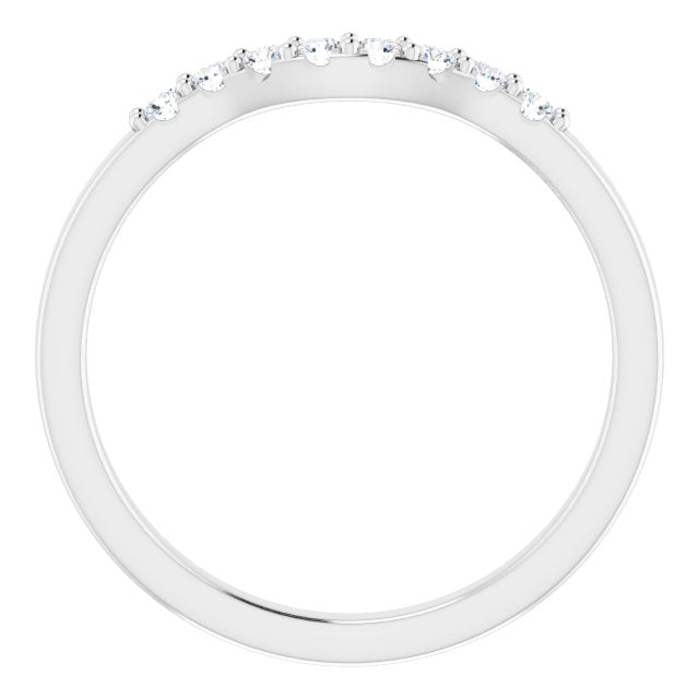 14K White Gold Round 7.4 Mm Si2-Si3, G-H Polished 1/6 Ctw Natural Diamond Matching Band, Size 7