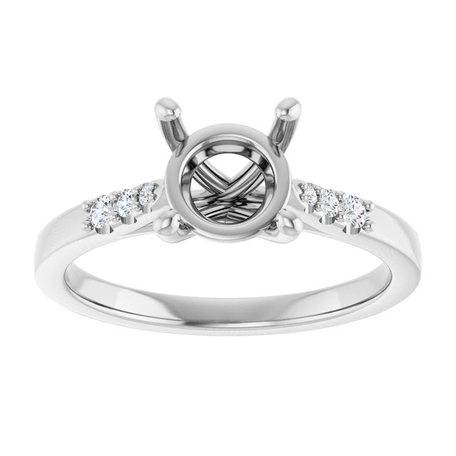 14K White Or Yellow Gold Round 7.4 Mm Polished .07 Ctw Lab-Grown Diamond Semi-Set Engagement Ring, Size 7