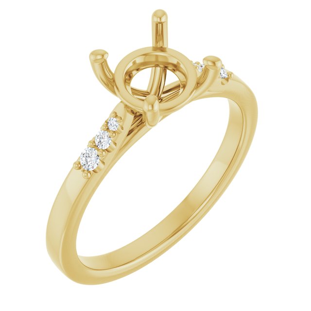 14K White Or Yellow Gold Round 7.4 Mm Polished .07 Ctw Lab-Grown Diamond Semi-Set Engagement Ring, Size 7