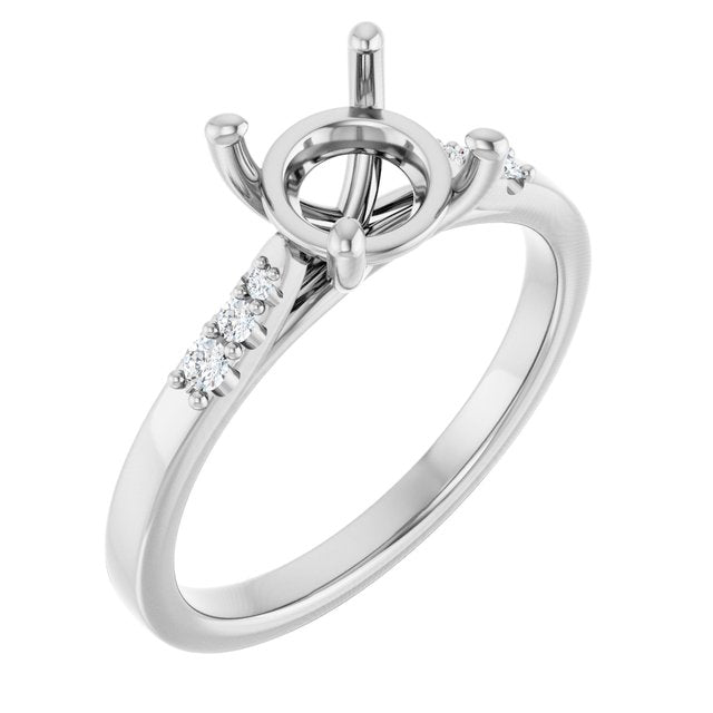 14K White Or Yellow Gold Round 7.4 Mm Polished .07 Ctw Lab-Grown Diamond Semi-Set Engagement Ring, Size 7