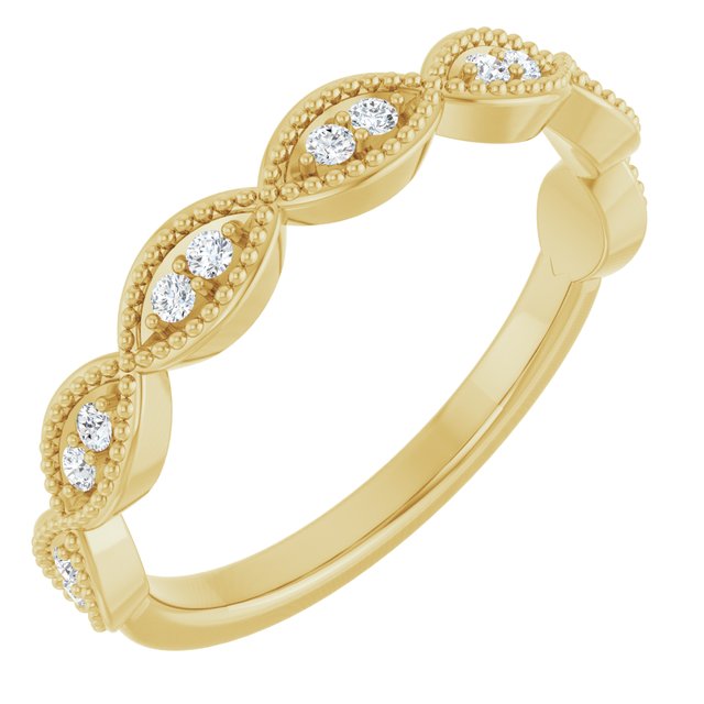 14K Yellow Or White Or Rose Gold Or Platinum Round 1.3 Mm Polished 1/8 Ctw Natural Diamond Anniversary Band, Size 7