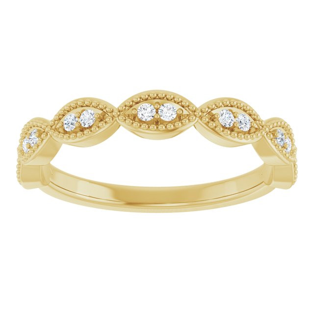 14K Yellow Or White Or Rose Gold Or Platinum Round 1.3 Mm Polished 1/8 Ctw Natural Diamond Anniversary Band, Size 7