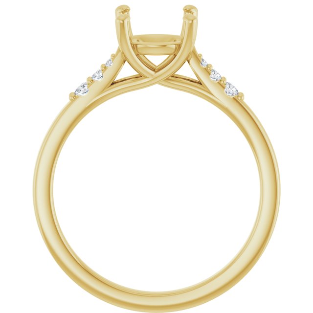 14K White Or Yellow Gold Round 7.4 Mm Polished .07 Ctw Lab-Grown Diamond Semi-Set Engagement Ring, Size 7