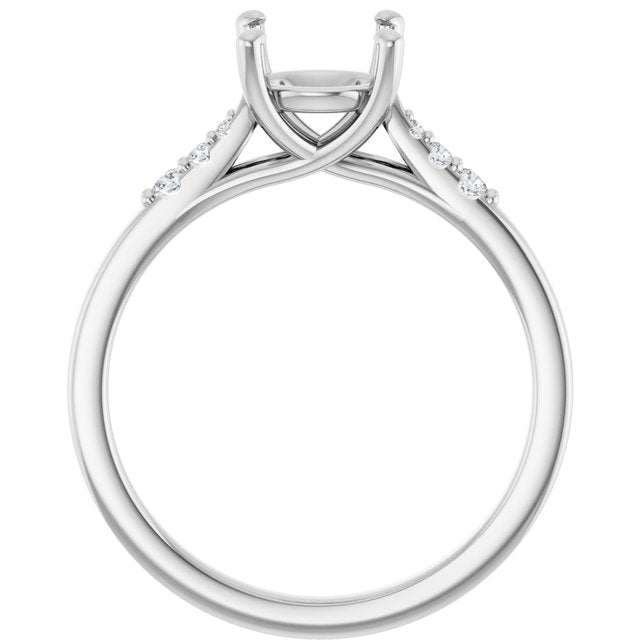 14K White Or Yellow Gold Round 7.4 Mm Polished .07 Ctw Lab-Grown Diamond Semi-Set Engagement Ring, Size 7