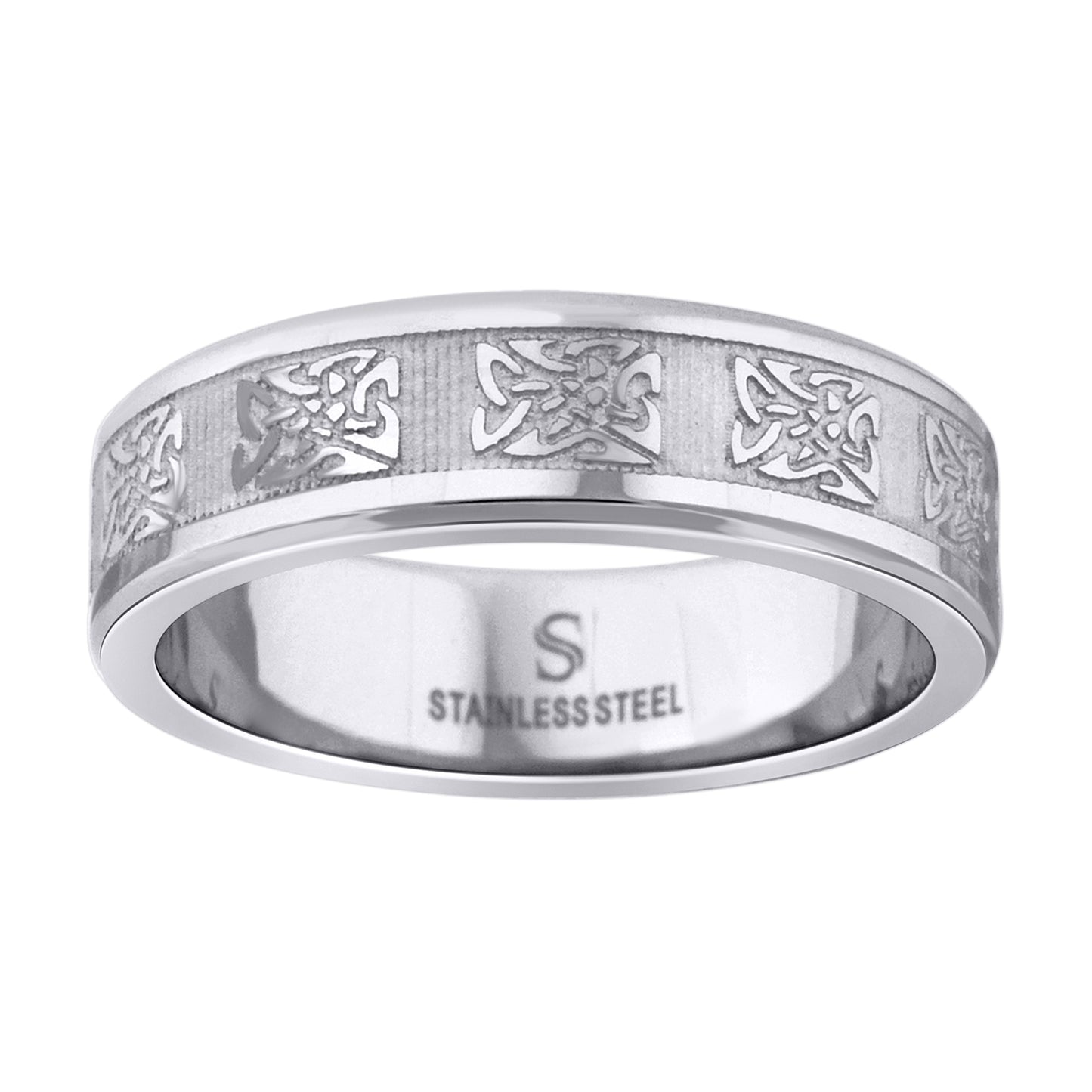 Stainless Steel Mens Celtic Engraved Promise Sizes 7 - 14 Comfort-fit Fashion Bridal Anniversary Wedding Engagement Band Ring