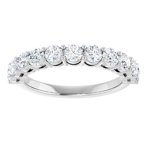 14K White Gold Round 3 Mm Polished 1 Ctw Natural Diamond Anniversary Band Size 7