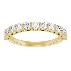 14K Yellow Gold Round 2.5 Mm Polished 3/4 Ctw Natural Diamond Anniversary Band Size 7