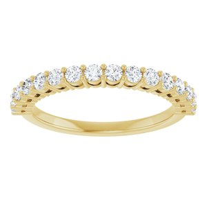 14K Yellow Gold Round 2 Mm Polished 1/2 Ctw Lab-Grown Diamond Anniversary Band Size 7