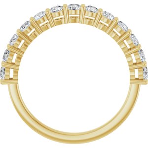 14K Yellow Gold Round 2.5 Mm Polished 3/4 Ctw Natural Diamond Anniversary Band Size 7