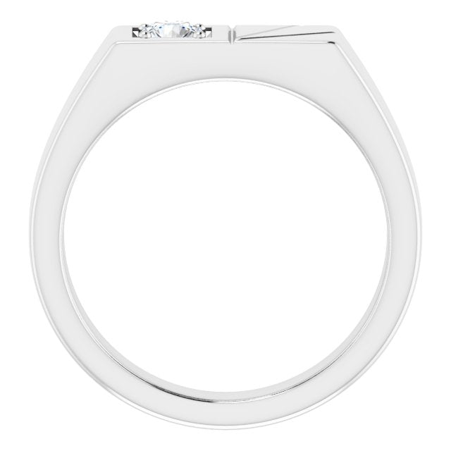 14K White Gold Round 4.3 Mm Polished 1/3 Ct Natural Diamond Ring, Size 11