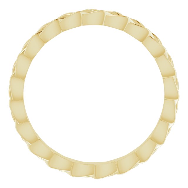 14K Yellow Gold 2 Mm Polished Woven Standard-Fit Band, Size 4.5