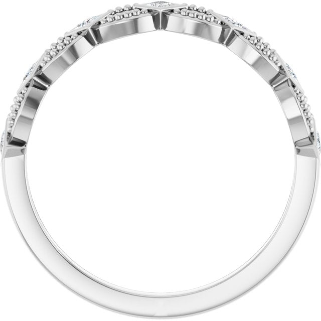 14K White Or Rose Gold Square 1.5 X 1.5 Mm Polished 1/6 Ctw Natural Diamond Stackable Ring, Size 7