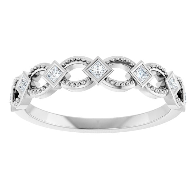 14K White Or Rose Gold Square 1.5 X 1.5 Mm Polished 1/6 Ctw Natural Diamond Stackable Ring, Size 7