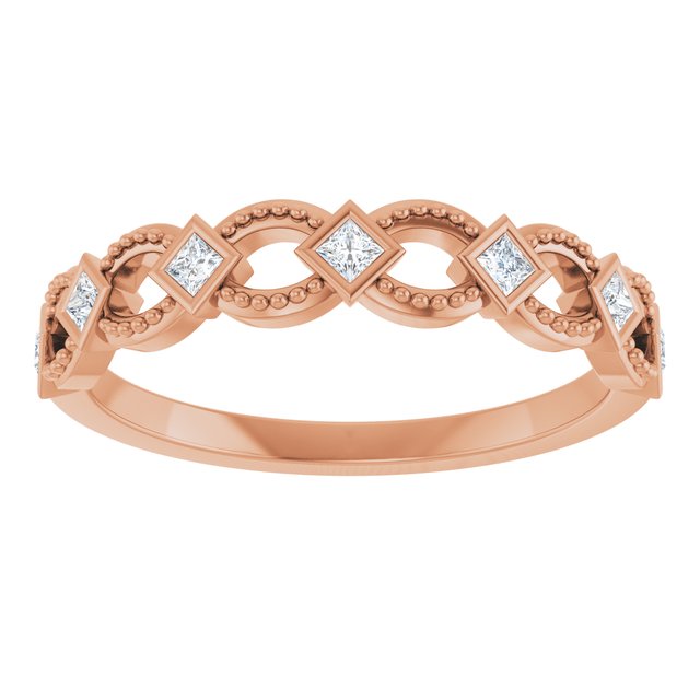 14K White Or Rose Gold Square 1.5 X 1.5 Mm Polished 1/6 Ctw Natural Diamond Stackable Ring, Size 7