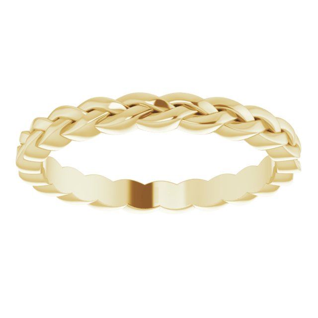 14K Yellow Gold 2 Mm Polished Woven Standard-Fit Band, Size 4.5