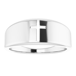 Sterling Silver Polished Pierced Cross Ring Size 7