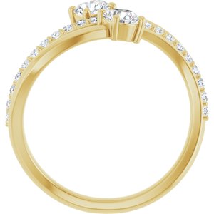 14K Yellow Gold Lab-Grown Diamond Round 4.1 Mm Lab-Grown Diamond Polished 3/4 Ctw Lab-Grown Diamond 2-Stone Ring Size 7