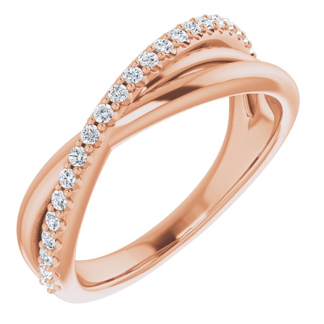 14K White Or Yellow Or Rose Gold Round 1.3 Mm Polished 1/5 Ctw Natural Diamond Criss-Cross Ring, Size 7
