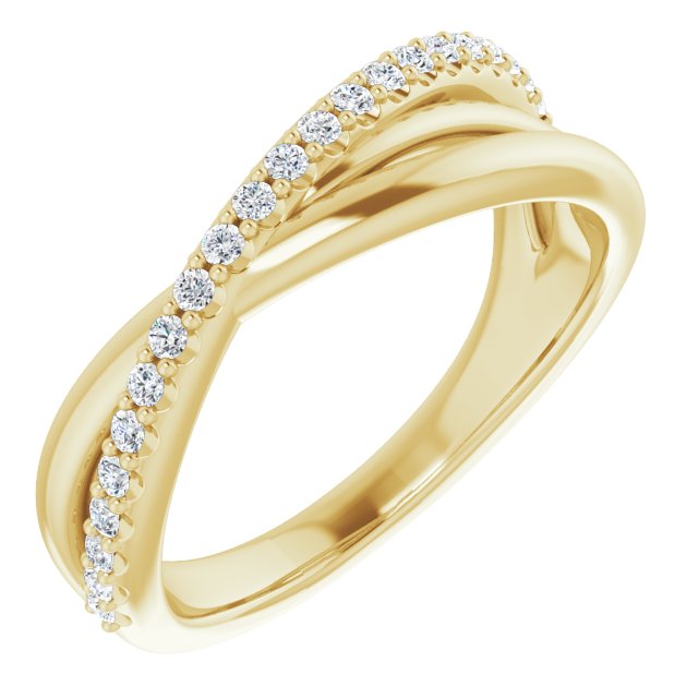 14K White Or Yellow Or Rose Gold Round 1.3 Mm Polished 1/5 Ctw Natural Diamond Criss-Cross Ring, Size 7