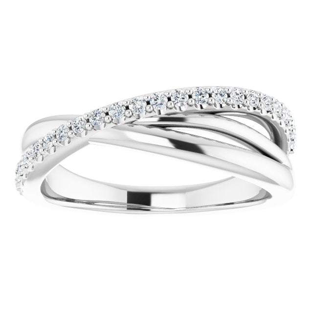14K White Or Yellow Or Rose Gold Round 1.3 Mm Polished 1/5 Ctw Natural Diamond Criss-Cross Ring, Size 7