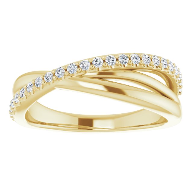 14K White Or Yellow Or Rose Gold Round 1.3 Mm Polished 1/5 Ctw Natural Diamond Criss-Cross Ring, Size 7