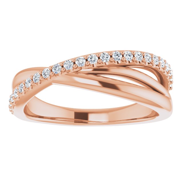 14K White Or Yellow Or Rose Gold Round 1.3 Mm Polished 1/5 Ctw Natural Diamond Criss-Cross Ring, Size 7